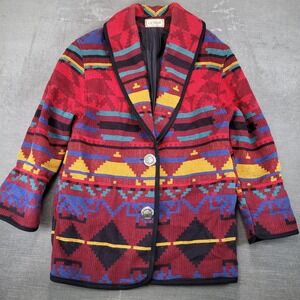 Vintage‎ La Vogue Southwestern Aztec Wool Knit Jacket USA Made